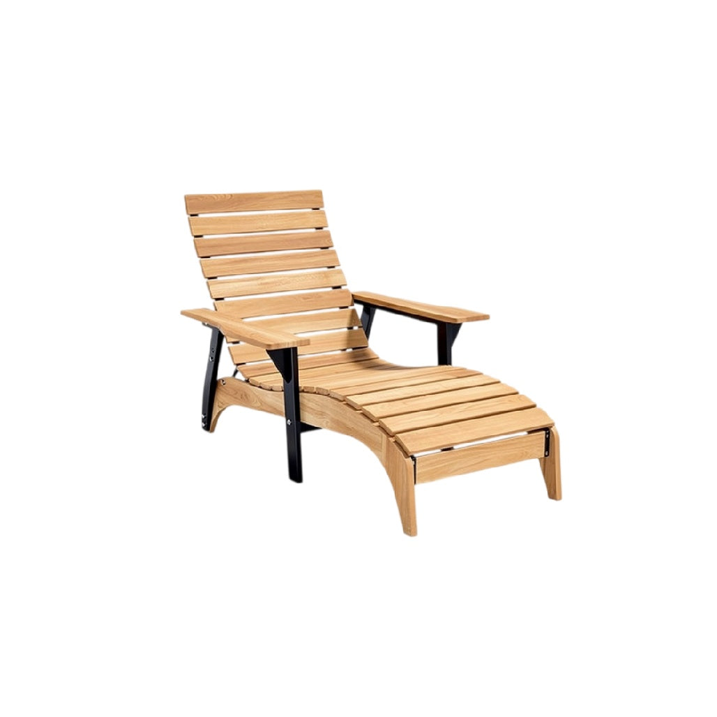**Chaise longue en bois avec structure en métal**