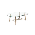 **Table basse en verre rectangulaire avec pieds en métal doré**