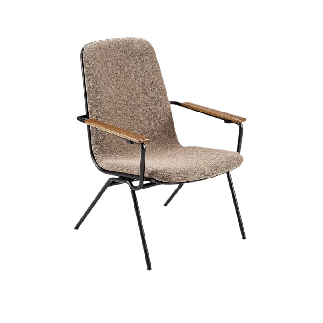 **Siège moderne en métal avec accoudoirs en bois**