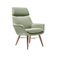 **Fauteuil ergonomique en tissu vert avec accoudoirs et piètement en bois**