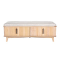 **Banc en bois avec rangement intégré et assise rembourrée**